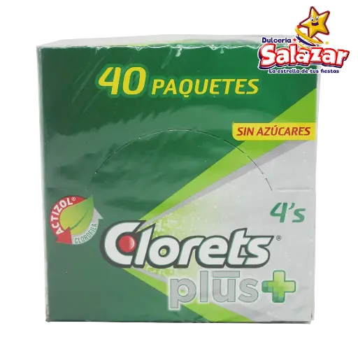 [ADA0321] CHICLE CLORETS PLUS+ SIN AZUCAR 4'P -D.208G- "C/24/40"