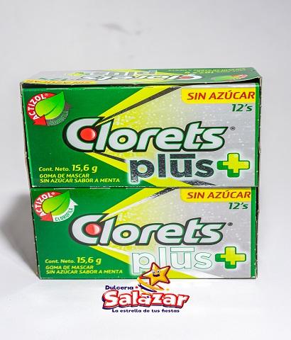 [ADA0322] CHICLE CLORETS PLUS+SIN AZUCAR 12'P  -D.187.2G- "C/32/12"
