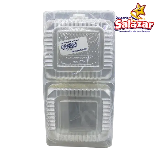 [INIX0024] CONTENEDOR C/BISAGRA 14X14X9 CM. HAMBURGESERO 1414 INIX "C/50/10"