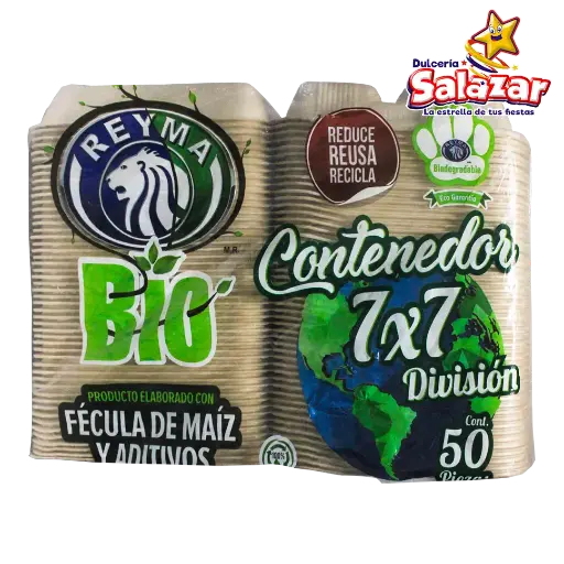 [REYM0415] CONTENEDOR TERMICO BIODEGRADABLE 7X7 C/DIV REYMA            -B.50PZA- "C/4/50"