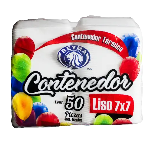 [REYM0186] CONTENEDOR TERMICO 7X7 LISO REYMA CN7X7L4P -B.50PZA- "C/4/50"