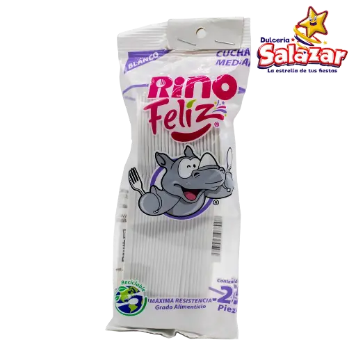 [AYA0025] CUCHARA RINO MEDIANA BLANCA -B.25PZA- "C/40/25"