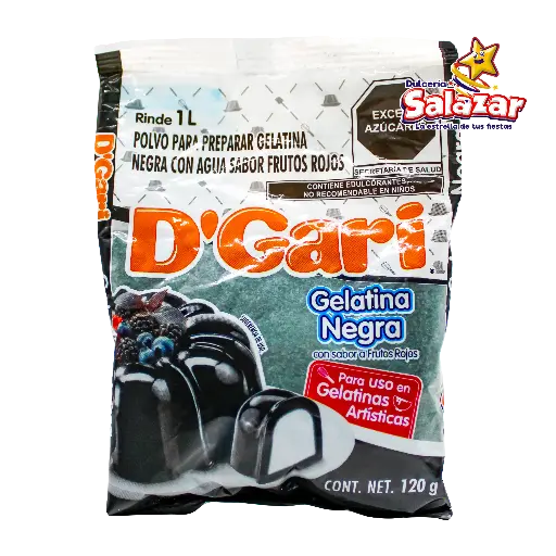 [DGA0012] GELATINA D'GARI NEGRA FRUTOS ROJOS AGUA -B.120G- "C/50/1"