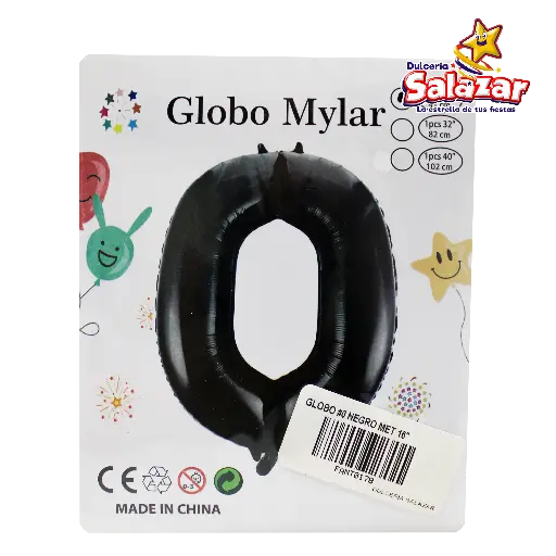 [FANT0178] GLOBO #0 METALICO NEGRO 16" FANTASIA 200 -B.1PZA-  "C/1/1"