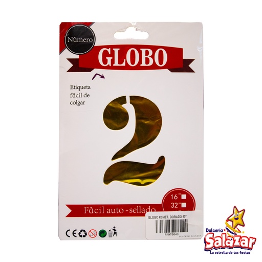 [FANT0049] GLOBO #2 METALICO DORADO 40 FANTASIA 20 -B.1PZA- "C/1/1"