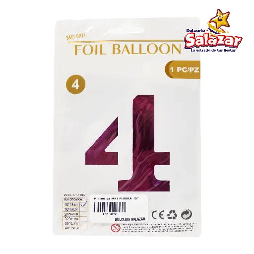 [FANT0142] GLOBO #4 METALICO FIUSHA 16 FANTASIA 20 -B.1PZA-"C/1/1"