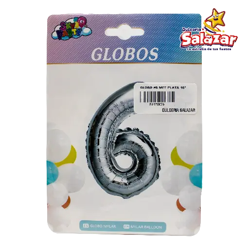 [FANT0076] GLOBO #6 METALICO PLATA 16 FANTASIA 200 -B.1PZA- "C/1/1"