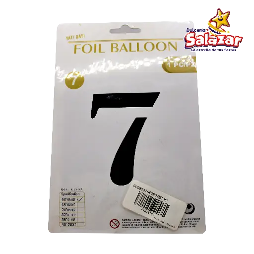 [FANT0180] GLOBO #7 METALICO NEGRO 16" FANTASIA 200 -B.1PZA-  "C/1/1"