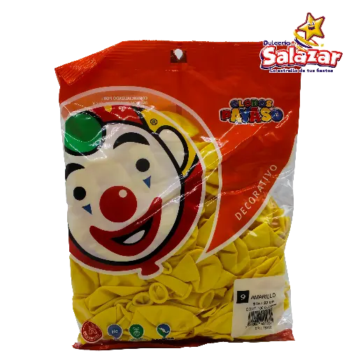 [SEL0044] GLOBO #9 DEC. AMARILLO CANARIO PAYASO -B.100P- "C/50/100"