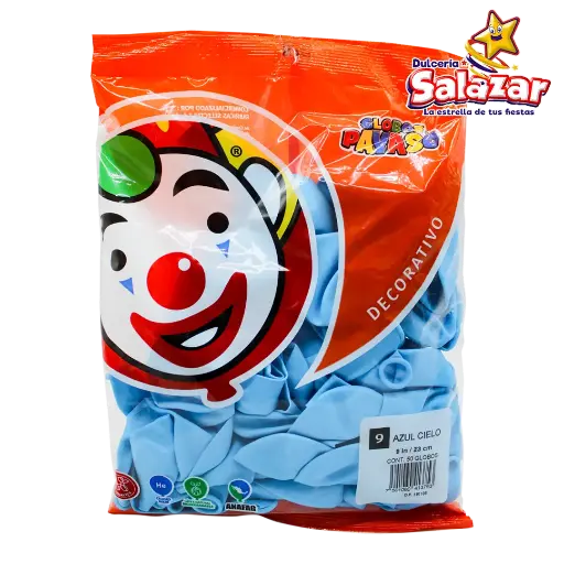 [SEL0086] GLOBO #9 DEC. AZUL CIELO PAYASO -B.50P- "C/100/50"