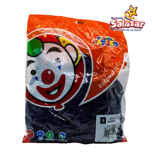 [SEL0100] GLOBO #9 DEC. AZUL MARINO PAYASO -B.50PZA- "C/100/50"