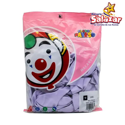 [SEL0011] GLOBO #9 DEC. LILA PAYASO -B.50P- "C/100/50"