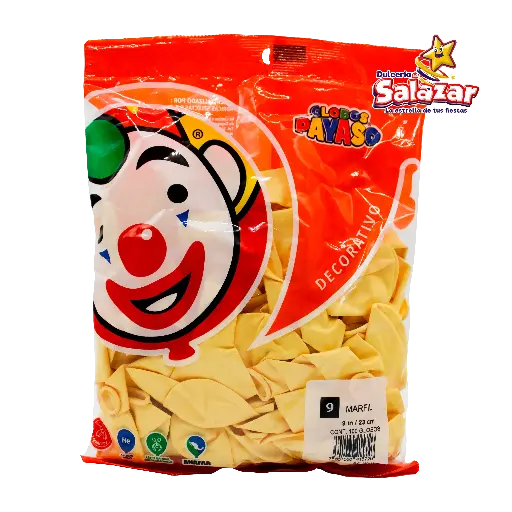 [SEL0037] GLOBO #9 DEC. MARFIL PAYASO -B.100P- "C/50/100"