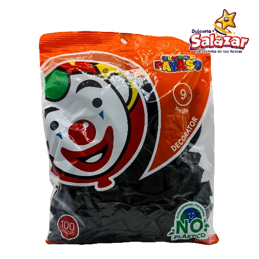 [SEL0035] GLOBO #9 DEC. NEGRO PAYASO -B.100P- "C/50/100"