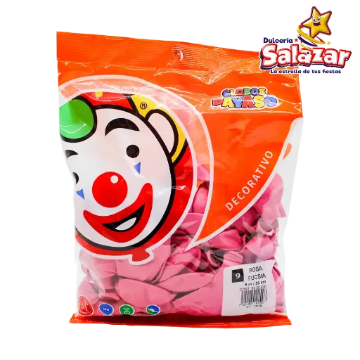 [SEL0663] GLOBO #9 DEC. ROSA FUCSIA PAYASO -B.50P- "C/100/50"