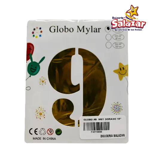[FANT0088] GLOBO #9 METALICO DORADO 16 FANTASIA 20 -B.1PZA-"C/1/1"