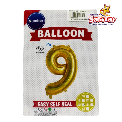 [FANT0108] GLOBO #9 METALICO DORADO 32 FANTASIA 20 -B.1PZA-"C/1/1"
