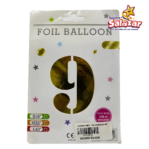 [FANT0070] GLOBO #9 METALICO DORADO 40P FANTASIA 2 -B.1PZA- "C/1/1"