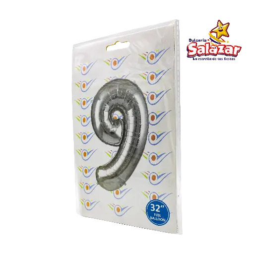 [FANT0098] GLOBO #9 METALICO PLATA 32 FANTASIA 200 -B.1PZA-"C/1/1"