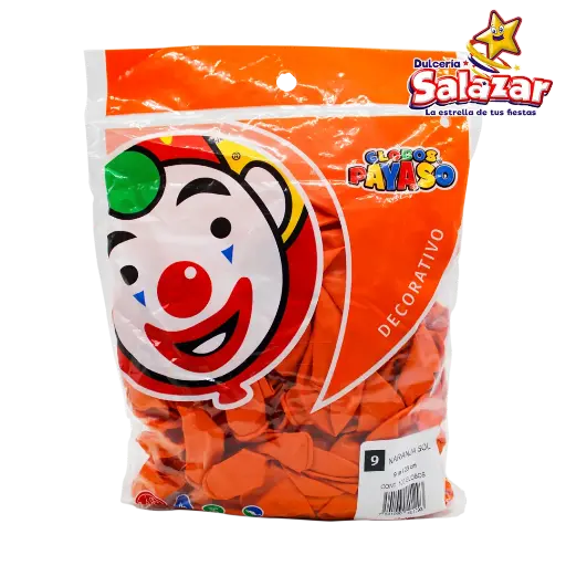 [SEL0036] GLOBO #9 NARANJA PAYASO -B.100P- "C/50/100"