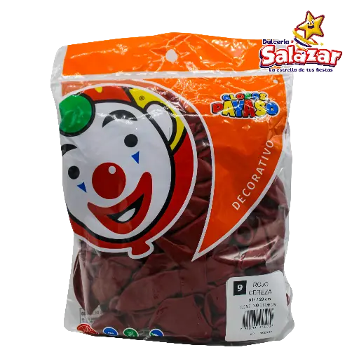[SEL0042] GLOBO #9 ROJO CEREZA PAYASO -B.100P- "C/50/100"