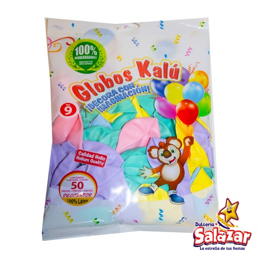 [CHI0106] GLOBO #9 SURTIDO PASTEL KALU -B.50PZA- "C/50/50"