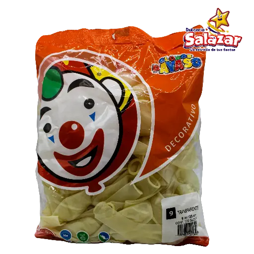 [SEL0031] GLOBO #9 TRANSPARENTE PAYASO -B.100P- "C/50/100"