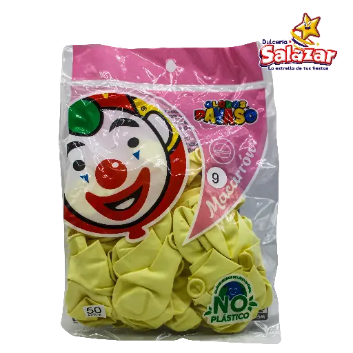 [SEL0640] GLOBO #9 VAINILLA MACARRON PAYASO -B.50P- "C/100/50"