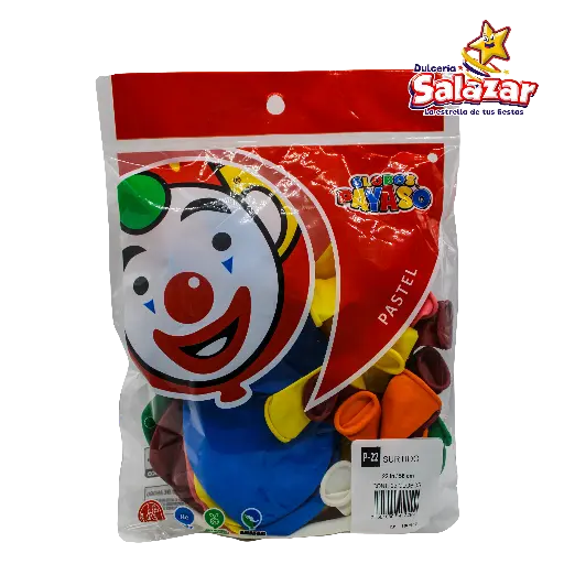 [SEL0079] GLOBO P-22 SURTIDO PAYASO B-25PZA.- "C/90/25"