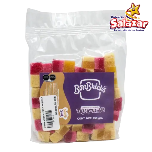 [BRI0012] GOMA BON BRICKS FRESA-VAINILLA -B.250G- "C/10/1"
