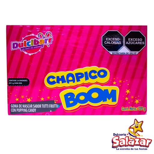 [DES0014] GOMA DE MASCAR CHAPICO BOOM TUTTI FRUTTI -T.60G- "C/24/12"