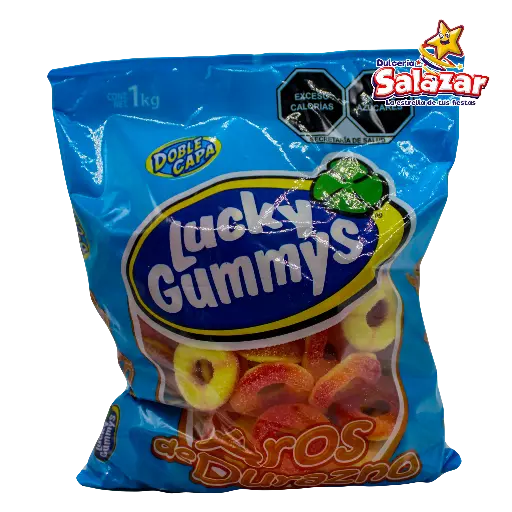 [CHE0019] GOMA LUCKY AROS DE DURAZNO -B.1KG- "C/8/1"