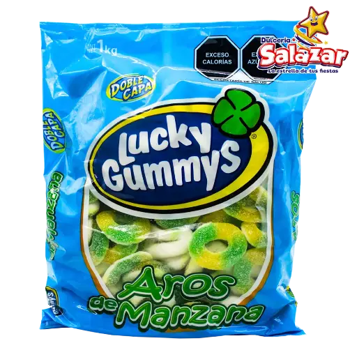 [CHE0018] GOMA LUCKY AROS DE MANZANA -B.1KG- "C/8/1"