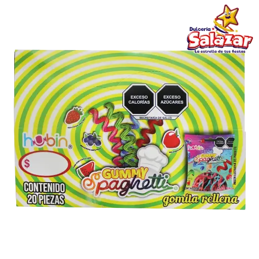 [HUB0011] GUMMY SPAGHETTI  RELLENA HUBIN -D.20P.- "C/12/20"