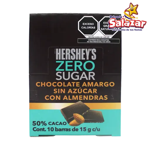 [HER0321] HERSHEY BARRA ZERO ALMENDRA AMARGO -D.150G- "C/6/10"