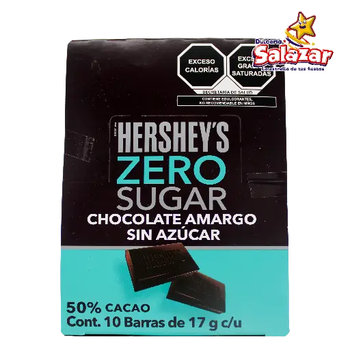 [HER0015] HERSHEY BARRA ZERO CHOCOLATE AMARGO -D.170G- "C/6/10"