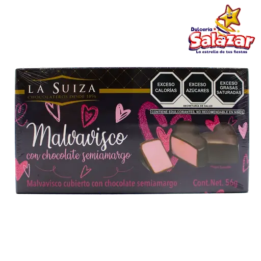 [SUI0033] MALVAVISCO CHOCOLATE CORAZON SEMIAMARGO -D.56GR- "C/12/1"
