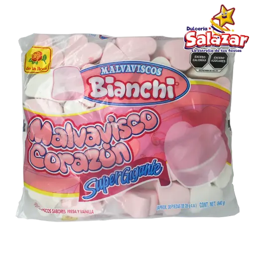 [ROS0194] MALVAVISCO JUMBO CORAZON BLANCO/ROSA DLR -B.840G- "C/5/30"