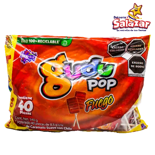 [SON0004] PALETA GUDU POP FUEGO C/CHILE SONRICS -B.340GR- "C/18/40"