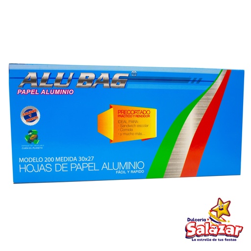 [ALUBAG0005] PAPEL ALUMINIO ALUBAG EN HOJAS MOD. 200 -E.175PZA- "C/8/1"