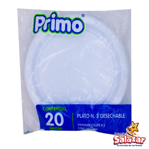 [PRI0032] PLATO #3  LISO DESECHABLE PRIMO -B.20PZA- "C/50/20"