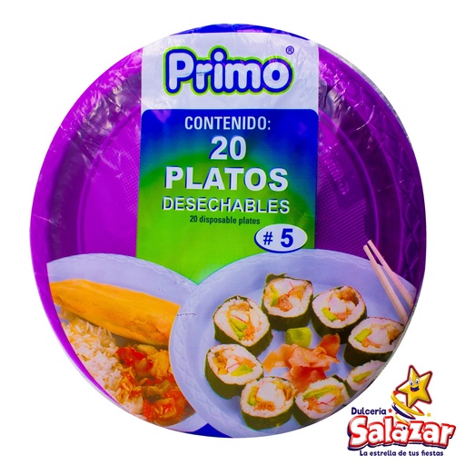 [PRI0023] PLATO #5 MORADO NEON PRIMO -B.20PZA- "C/25/20"