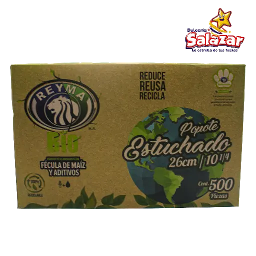 [REYM0397] POPOTE BIODEGRADABLE CAJA ESTUCHADO 26 CM POCESC026BIO -B.500PZ- "C/4/500"