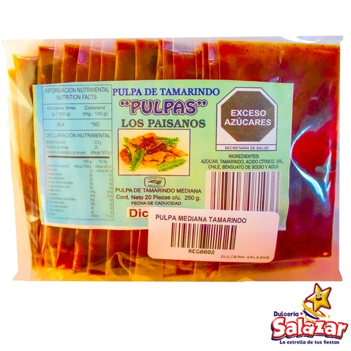 [REG0002] PULPA TAMARINDO MEDIANA  LOS PAISANOS -B.250G- "C/30/20"