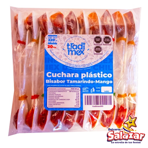 [TRADIMEX005] TAMARINDO CUCHARA PLASTICO BISABOR TAMARINDO-MANGO -B.220GR- "C/20/20"