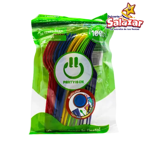 [SEL0728] TENEDOR PLASTICO MIX MULTICOLOR 