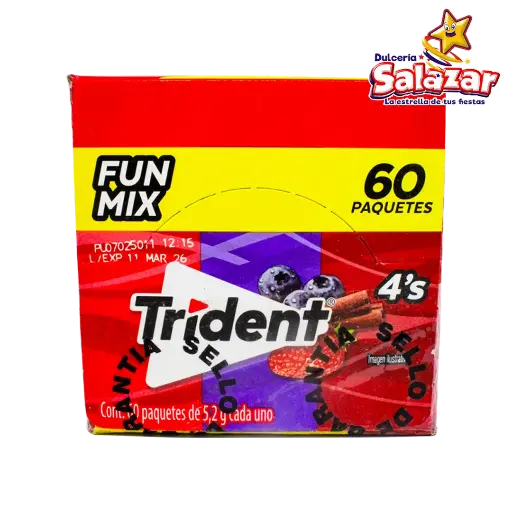 [ADA0020] CHICLE TRIDENT WHITE 4'P FUN MIX -D.312G- "C/24/60"