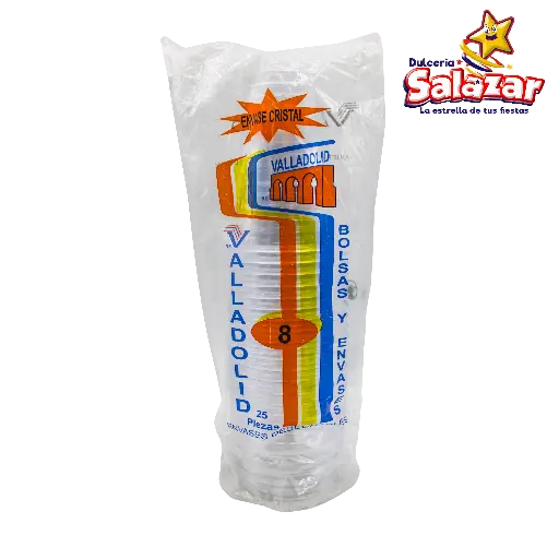 [REYM0383] VASO PLASTICO #8 CRISTAL VALLADOLID -B.25P- "C/40/25"