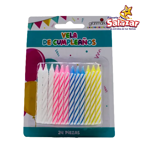 [GRN0008] VELA ESPIRAL COLORES SURTIDA -D.24PZA- "C/12/24"