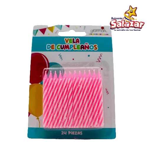 [GRN0005] VELA ROSA ESPIRAL CARAMELO AMSCAN -D.24PZA- "C/12/24"